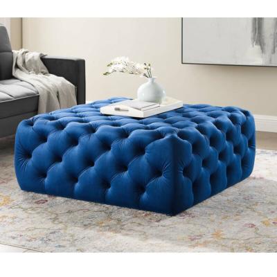 China High Quality Extendable Living Room Furniture Velvet Fabric Chesterfield Stools Indoor Ottoman Stool for sale