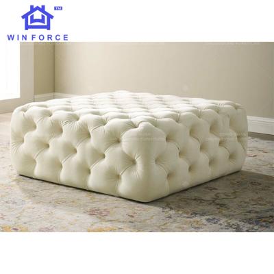 China High Quality Luxury Chesterfield Stretch Sofa Stool Velvet Fabric Ottoman For Living Room Bedroom for sale