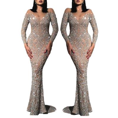 China 2022 New Anti-wrinkle Women's hot stamping gilding slim elegant sexy long sleeve dresses party dresses formal dress for sale