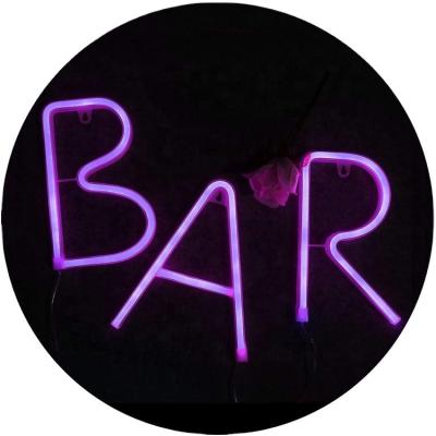 China Hotel OEM BAR - Illuminated Neon Bar Sign Lit LED Neon Marquee Word Sign - USB / Battery Operated Pre-Lit Bar Bar Sign Light (Purple) for sale