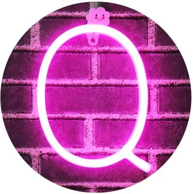 China Desktop OEM Amazon Choice Letters Neon Signs Light Up Love LED Art Wall Decorative USB Neon Lights + Battery Box For Party Pink Q for sale