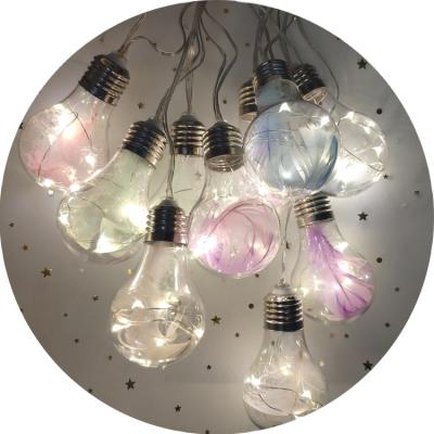 China Macarons feather deco 50LED copper wire bulb night string lighting theme park color for wall decoration for sale