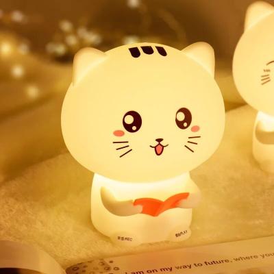 China Shine Creative Gift Recording Usb Silicone Kitten Led Night Light For Children for sale