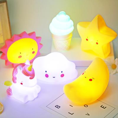 China Cute Room Home Decor Unicorn Cloud Star Moon Soothe Glow Night Light Powering Sleep Child Light Baby Kids Toy for sale