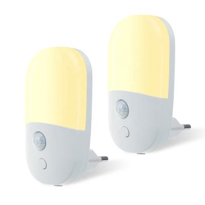 China Residential US EU UK Plug In Child Night Light Pir Motion Sensor Light Warm White 3000K 3 Mode Dimmable LED Night Light for sale