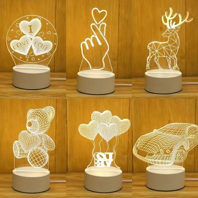 China Acrylic 3D Illusion Led Night Light 3D Visual Night Light 3D Led Lamp For Kids USB Desk for sale