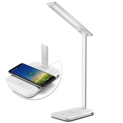 China Wireless Charger LED Desk Lamp USB Charging Eye-Friendly 3 Modes NightWirele Touch Control Reading Lamp Dimmable Table Lamp YF0001 for sale