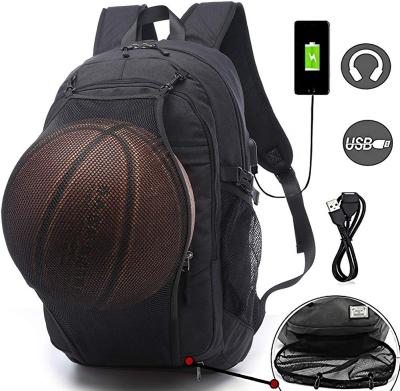 China With USB Customized Logo Basketball Schoolbag With USB Sport Casual Backpacks for sale