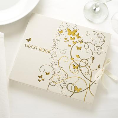 China paper & High Quality Hot Stamping Cardboard Custom Memory Hardcover Book Case Limit Wedding Guest Book for sale