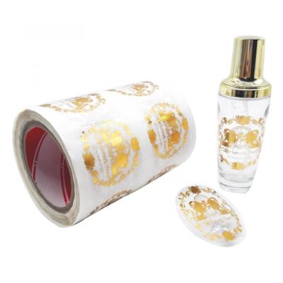 China Factory Waterproof Custom Adhesive Gold Foil Roll Transparent Vinyl Sticker Label for sale