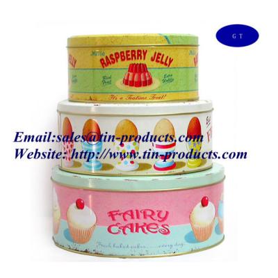 China Fresh 3-Piece Set Round Cake Tin Box, Round Shape Metal Cake Boxes/ Tin Cake Box, Gift Set for sale