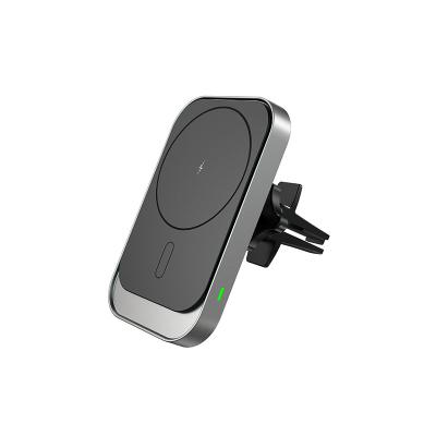 China New Design Mobile Phone Qi 15w Wireless Charger Car Charger Fast Wireless Magnetic Phone Holder For Iphone Samsung Xiaomi for sale