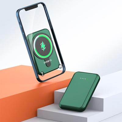 China 2022 Hot Selling Amazon Power Wireless Charger Fast Charging Portable Magnetic Charger Bank 5000mah Mini Power Bank For IiPhone12/13/Max Pro for sale