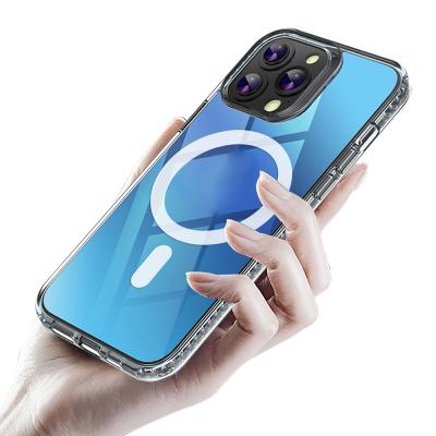 China Waterproof And Dropproof Magnetic Multi-Color Transparent Suction Phone Wireless Charging Case For iPhone 13 for sale