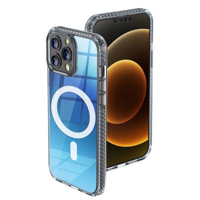 China Waterproof And Dropproof Magnetic Multi-Color Transparent Suction Phone Wireless Charging Case For iPhone 13 for sale