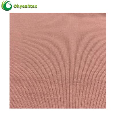 China Anti Static Anti Bacteria 2X2 Knitted 100% Cotton Rib Fabric For Christmas Clothing for sale