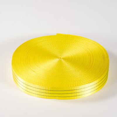 China Lifting Goods Yellow color  Polyester  webbing belt webbing slings for truck cargo lashing lifting slings for sale