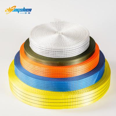 China Lifting Goods Customized color Polyester   webbing sling web belts lifting webbing slings endless length for sale