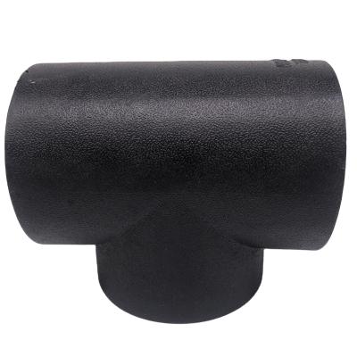 China Conveying Hot Sale Equal Tee T90 T50mm T56mm T70mm PE Water Pipe Fittings Black Tee HDPE Pipe Fittings Durable Plastic for sale