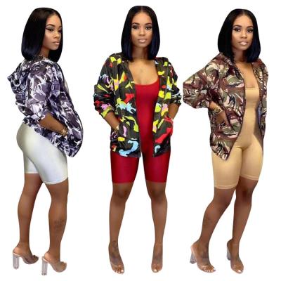 China European And American Autumn Women's Breathable Casual Camouflage Print Hooded Jacket 2021 for sale