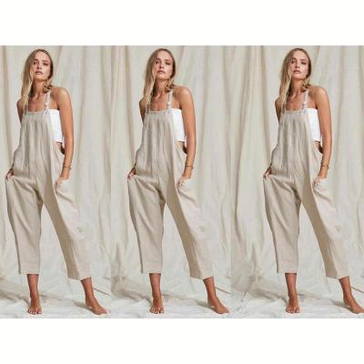 China European and American Style Women's New Button Pocket Solid Color Canvas Cotton One-Piece Overall Viable for sale