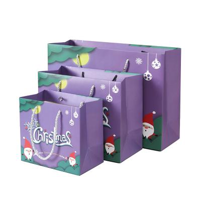 China Low Recycled Materials MOW Custom Printing Christmas Paper Gift Bags For Gift Wrapping With Your Own Logo for sale