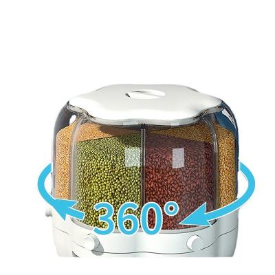 China Wholesale CLASSIC Factory PET Rice Dispenser Heavy Duty Rotating Cereal Dispenser Cereal Storage Box 6-Grid for sale