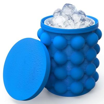 China Hot Sale Viable 2 in 1 Portable Silicone Ice Cube Tray Ice Cube Maker 18 Ice Cubes Tray Bucket Sanitary for sale