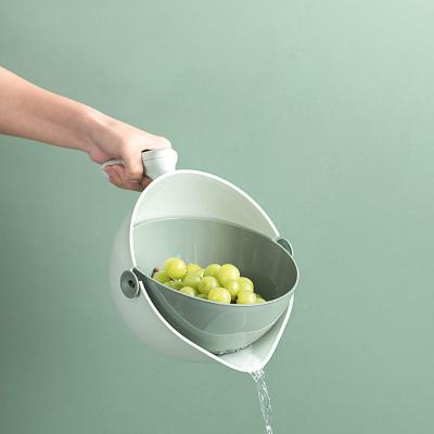 China Factory Sustainable Sale Drained Plastic Basket Fruit Wash Bowl Sieve Bowl With Handle for sale