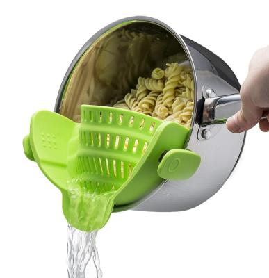 China Sustainable Kitchen Snap N strain pot strainer and pasta strainer - adjustable silicone clip on strainer for pots, pans, and bowls for sale