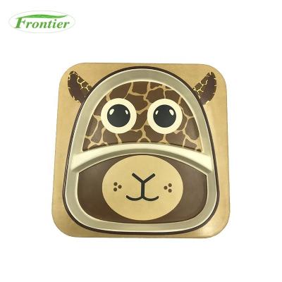 China Sustainable Custom Biodegradable Giraffe Pattern Colorful Bamboo Fiber Dinnerware Set for sale