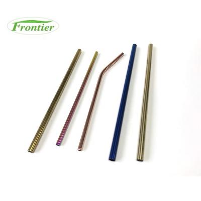 China Free Viable Custom Logo Stainless Drinking Bag Reusable Straight Bent Metal Straw With Silicone Tips And for sale