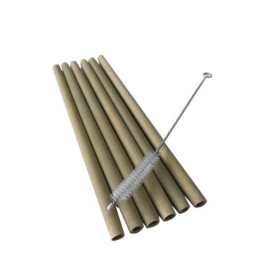 China Eco Sustainable Custom Bamboo Fiber Drinking Straw With Brush 100% Natural Bamboo Straw for sale