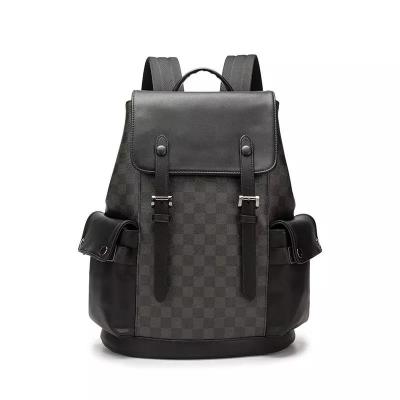 China Fashion luxury brand backpack men shark leather designer Shoulder Bag for male black plaid school backpacks big men's laptop bags for sale