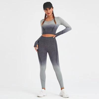 China 2022 Breathable Yoga Set Workout Clothes For Women Seamless Leggings Sports Suits Women Clothing Female High Waist Long Tracksuit for sale