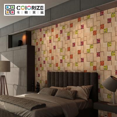 China Light Color Mixed Culture Interior Decoration Wall Cladding Home Decor Square Decorative 5D Wall Wood Panels Modern European Natural Wood Style for sale