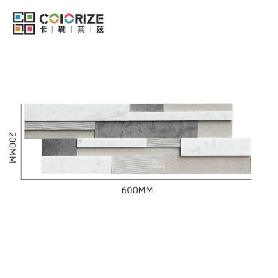 China Gray Marble 3D Panel 600x200x10~20mm Interior White Mix Cladding Natural Stone 3D Bedroom Graphic Design 5 Years for sale