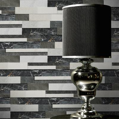 China Modern 3d Culture Stone Wall Panel Porcelain Home Decorative Indoor Decorative Wall Cladding Mix Stone Panel Black Dark Gray for sale