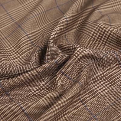 China 47% Polyester 47% Viscose 4% Spandex TR Anti-Static Yarn Dyed Plaid Weave Elastic Fabric For Western Style Suits, Coat for sale