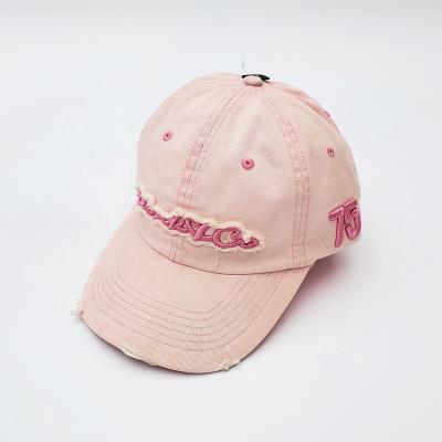 China COMMON girl's favorite pink fashion 3D embroidery patch logo daily custom shopping or outdoor baseball hats for sale