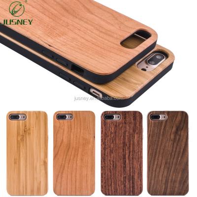 China Wholesale shockproof transparent white cell phone wood case, for iphone 13/7 plus phone case wood with PC or tpu case for sale