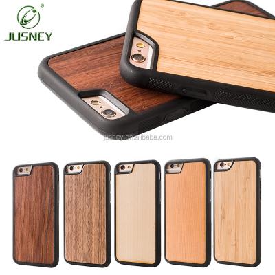 China Wholesale shockproof wooden phone case for iphone 6S tpu PC cover for iphone 6plus bamboo case for iphone 6 wooden case for sale