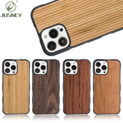 China Classic Casual Simple Striped Bamboo Case Fashion Anti-skid Shockproof And Anti-fall Wooden Protective Phone Case For iPhone13 pro for sale