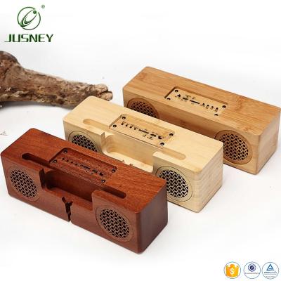 China Mini New Stylish Handmade Bamboo Wooden Trolley Wireless Portable Speaker Support Customize Car Audio Speaker for sale