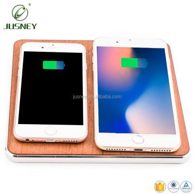 China Mall/Retail/Wholesale Logo OEM Design Qi Certified Wireless Charger For Android IOS Type - C Dual Port Phone Bamboo Switches for sale