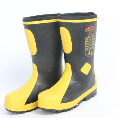 China Steel Toe Cap Rubber Material Good Quality Firefighting Protect comfortable anti-chemical boots for fire man for sale