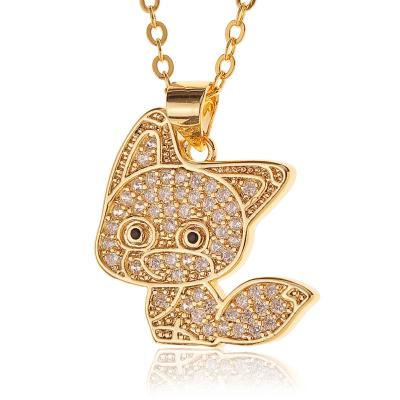 China AD-A043 Amazon TRENDY hip-hop hot copper CZ pave Zircon high-end cute animal necklace for woman girls for sale