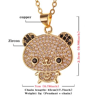 China AD-A046 fashionable wholesale hip hop CZ pave cute dog necklace for woman girls cute animal necklace for sale