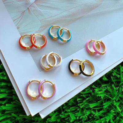 China Fashion Insti E1002 Style White Black Pink Enamel Chubby Dainty Hoop Earrings Hot Big Earring Hoops Hoop Earrings for sale