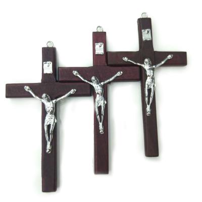 China Europe 4.7 Inch Wooden Crucifix Decor Christian Catholic Cross Home Religious Wall for sale